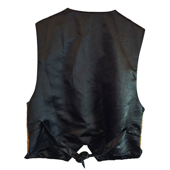 Vintage Beaded Vest Womens Medium Gold Embellished 90s Avant Garde Elegant Glam - Picture 2 of 11